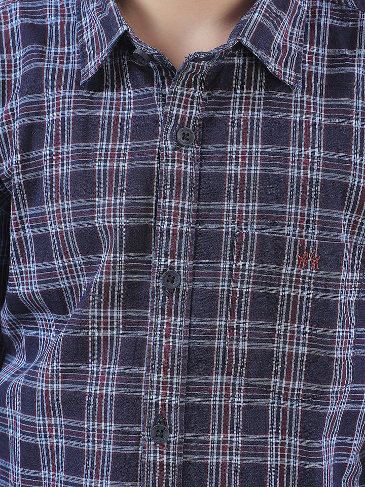 Blue Checked 100% Cotton Shirt