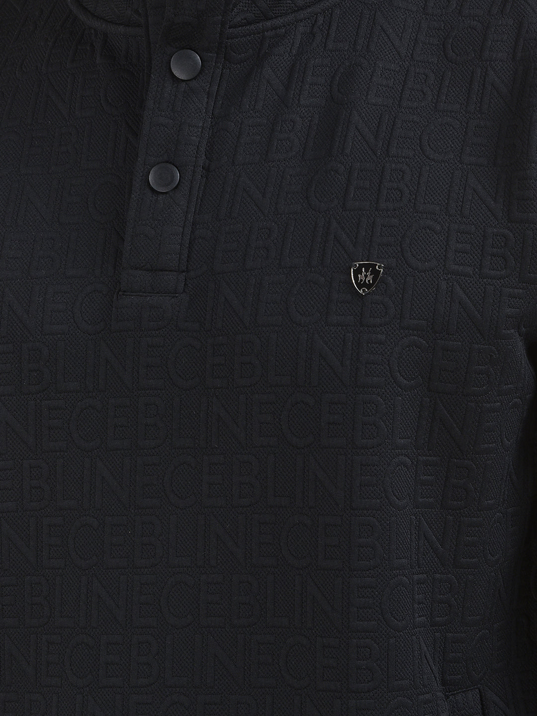 Black Embossed Polo Sweatshirt