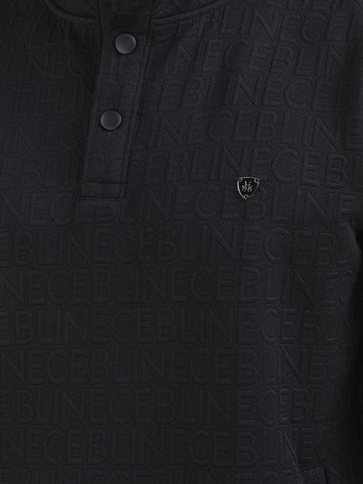 Black Embossed Polo Sweatshirt