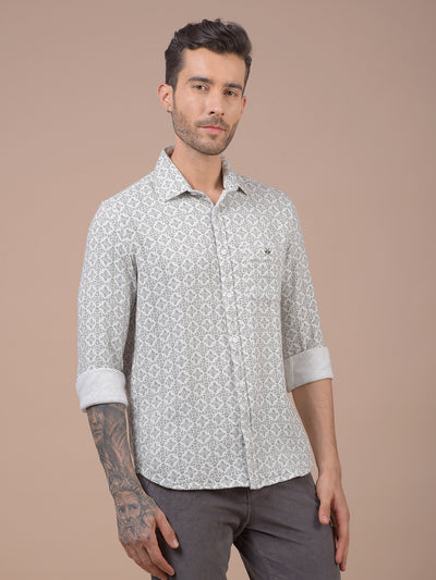 White Printed 100% Cotton Shirt