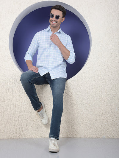 Checked 100% Cotton Green Shirt