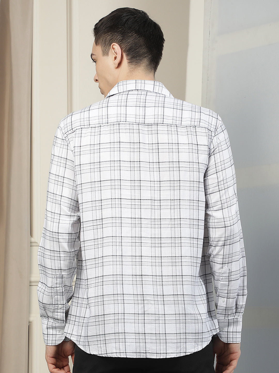 Refined Clean White Checked Shirt