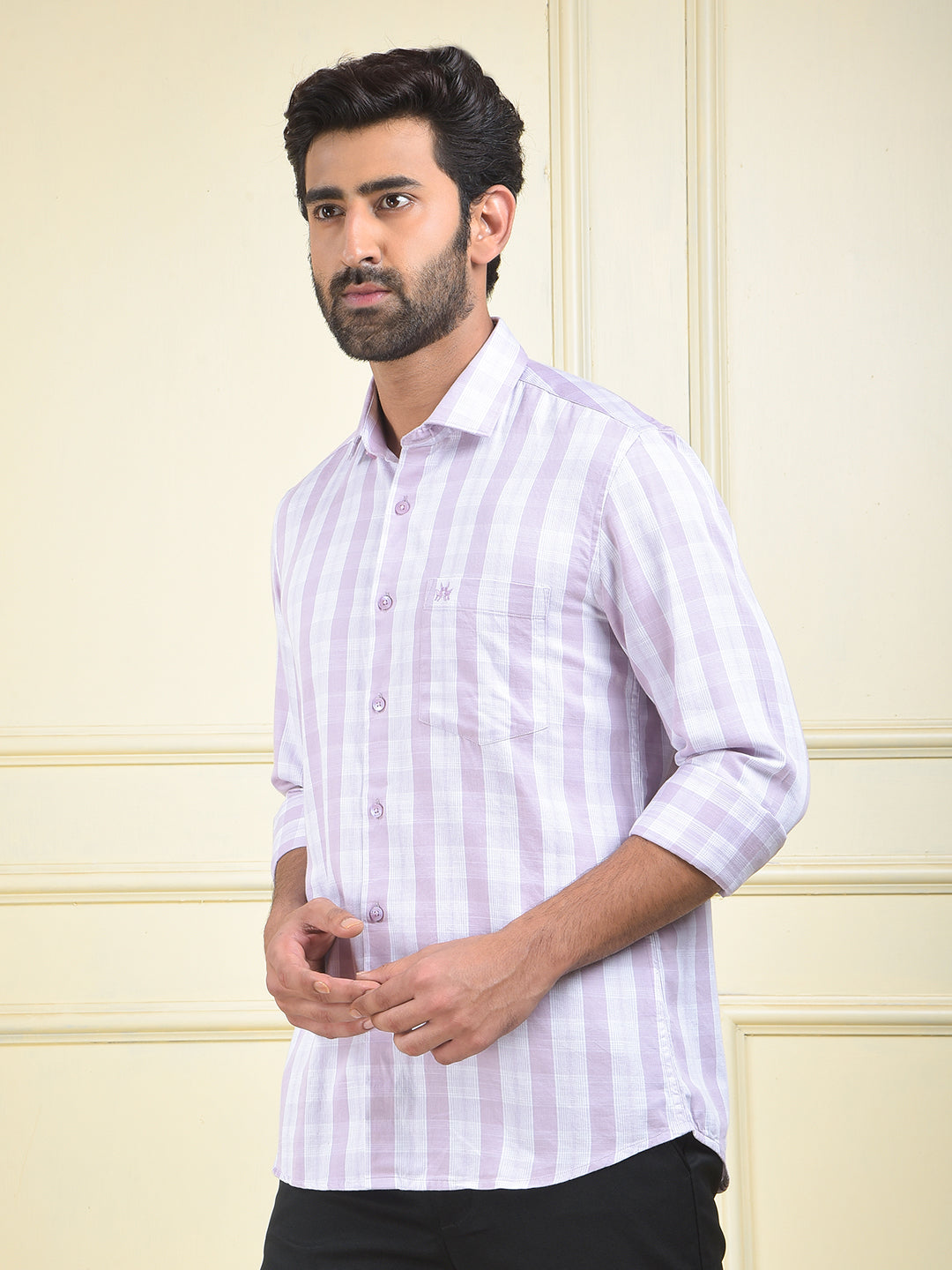 Noble Wear Purple Checked Shirt