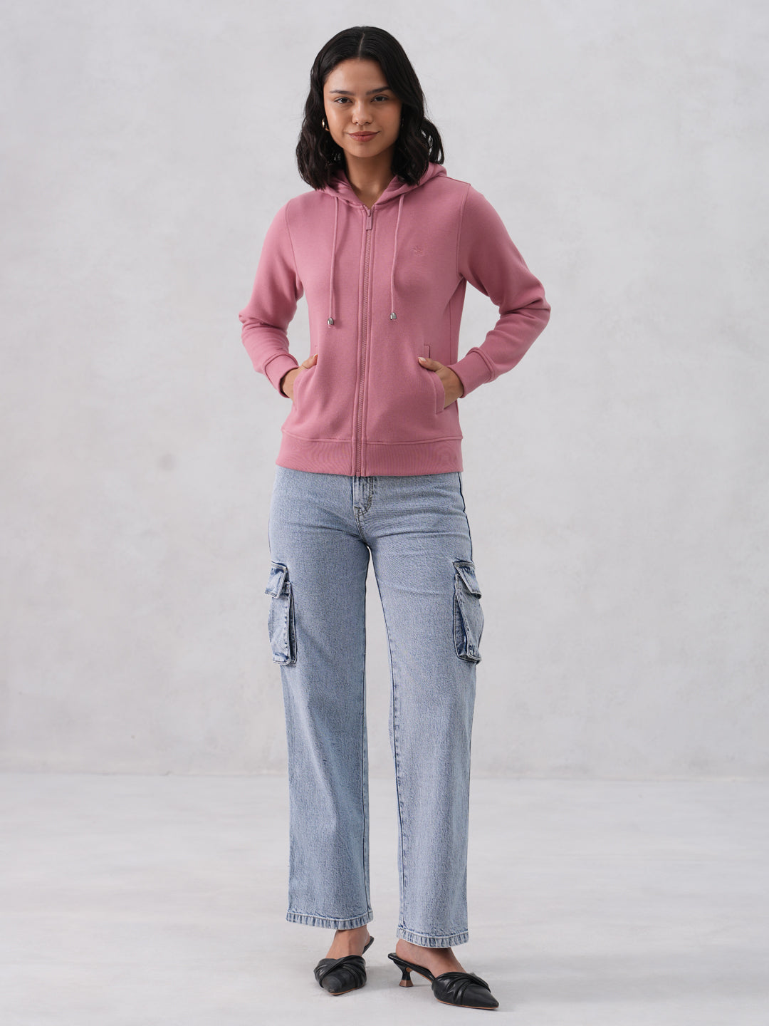 Pink Hooded Neck Sweatshirt