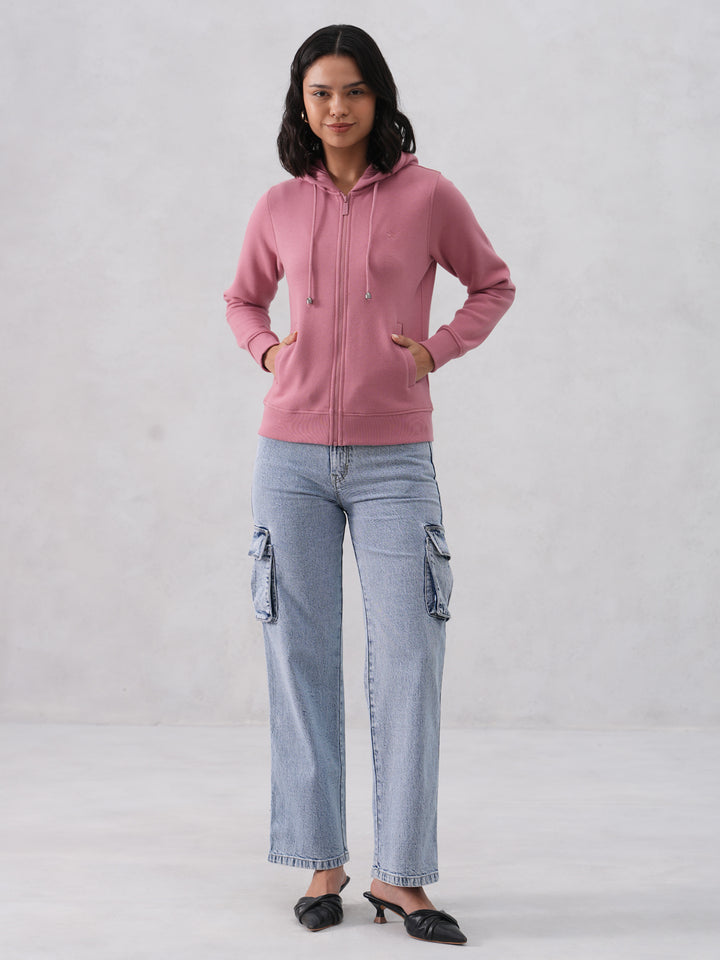 Pink Hooded Neck Sweatshirt