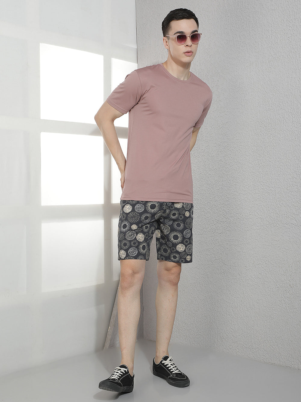Black 100% Cotton Graphic Printed Lounge Shorts