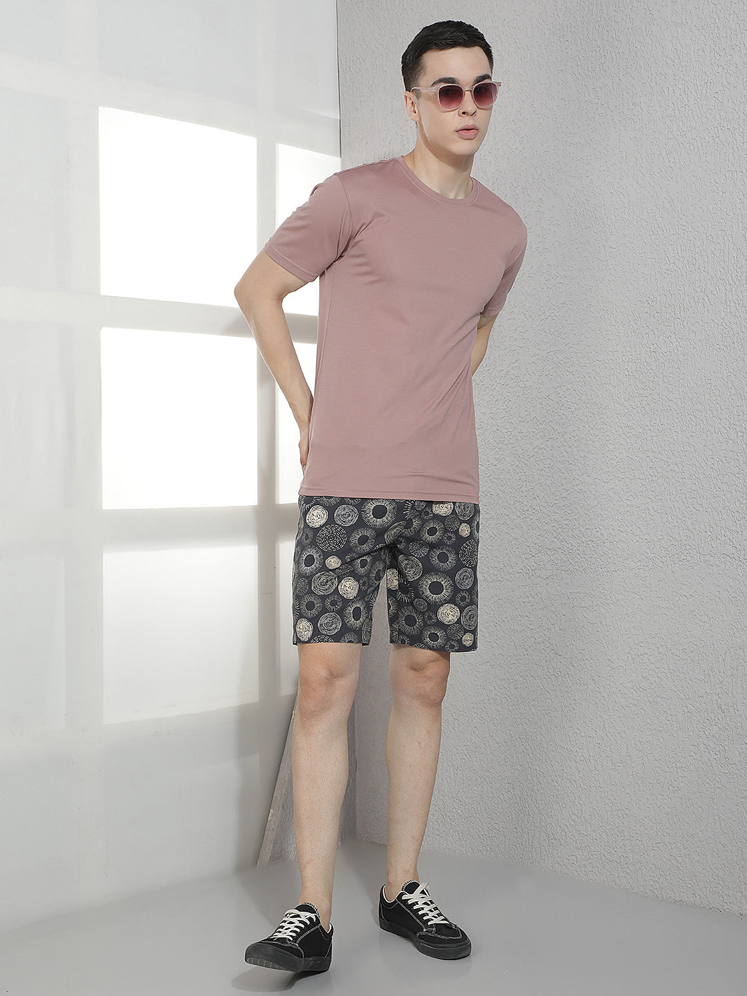 Black 100% Cotton Graphic Printed Lounge Shorts
