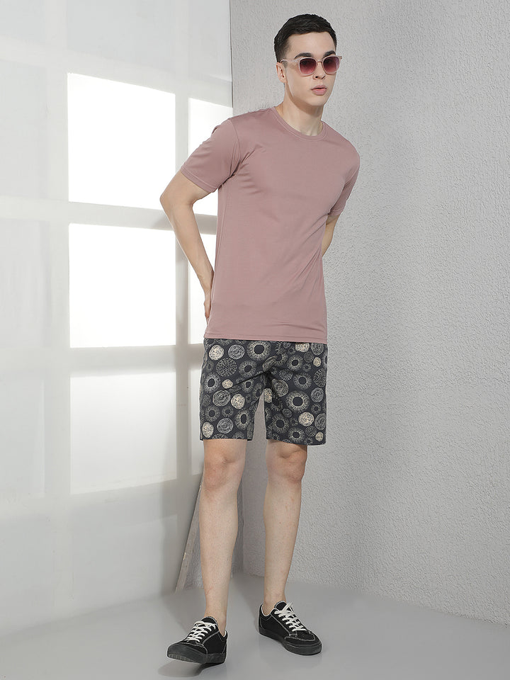 Black 100% Cotton Graphic Printed Lounge Shorts
