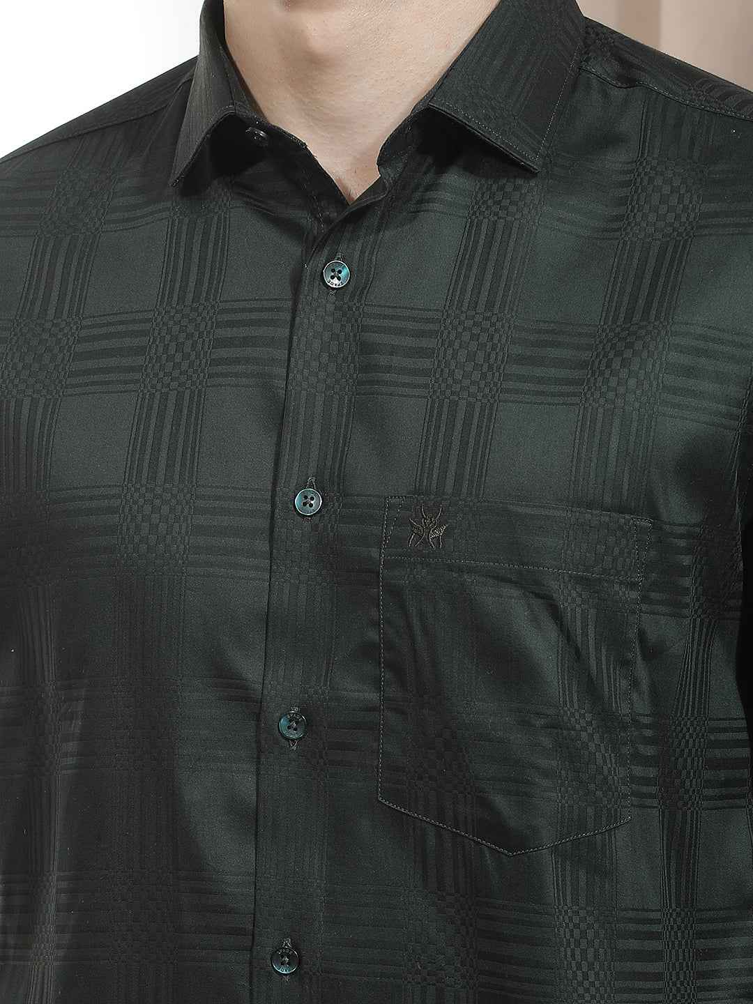 Green Jacquard 100% Cotton Shirt