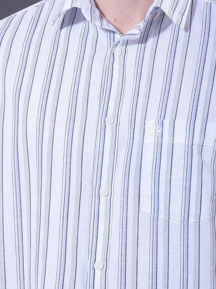 White Vertical Stripes 100% Cotton Shirt