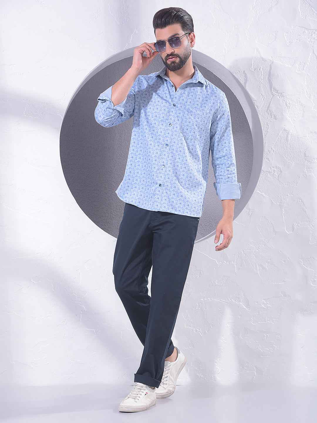 Blue Minimal Printed Shirt