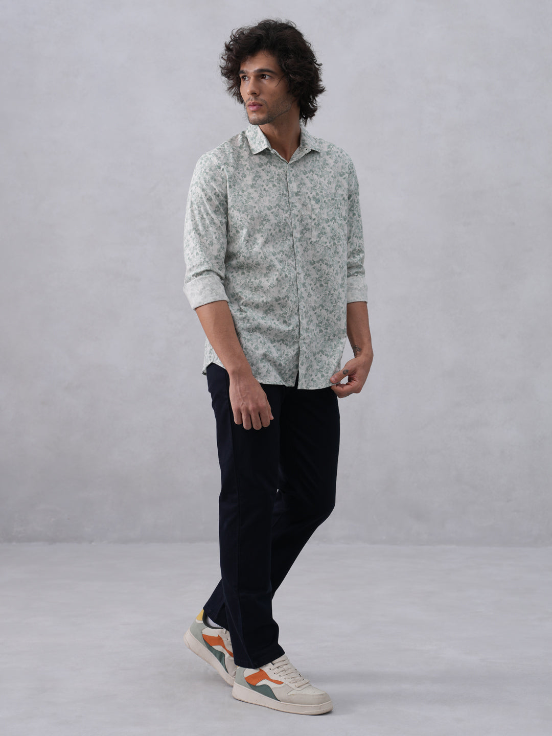 Green Floral Print Shirt