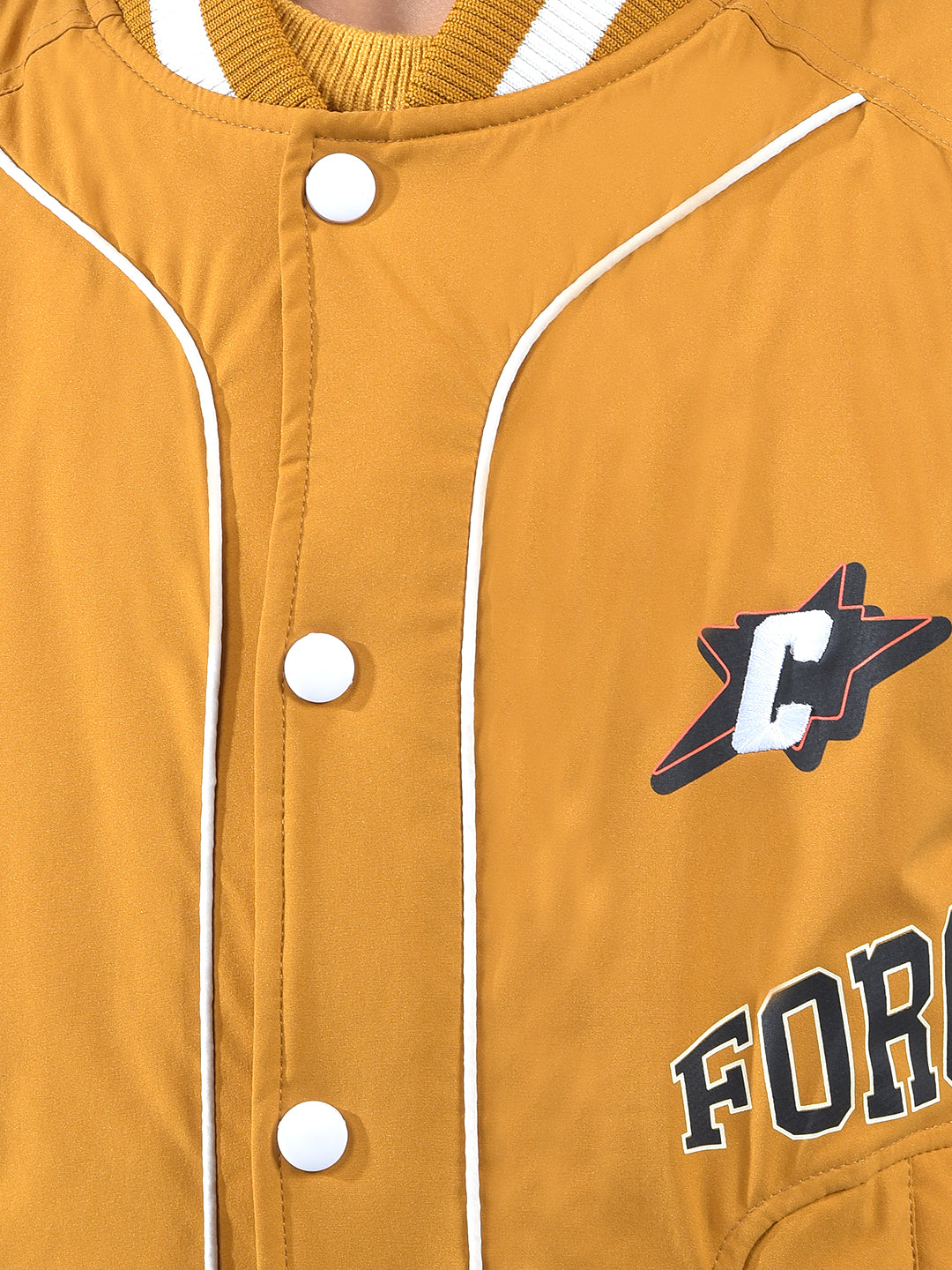 Mustard Color-Block Varsity Jacket