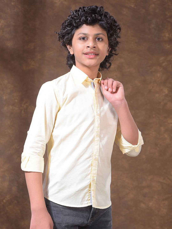 Yellow Textured Linen Shirt