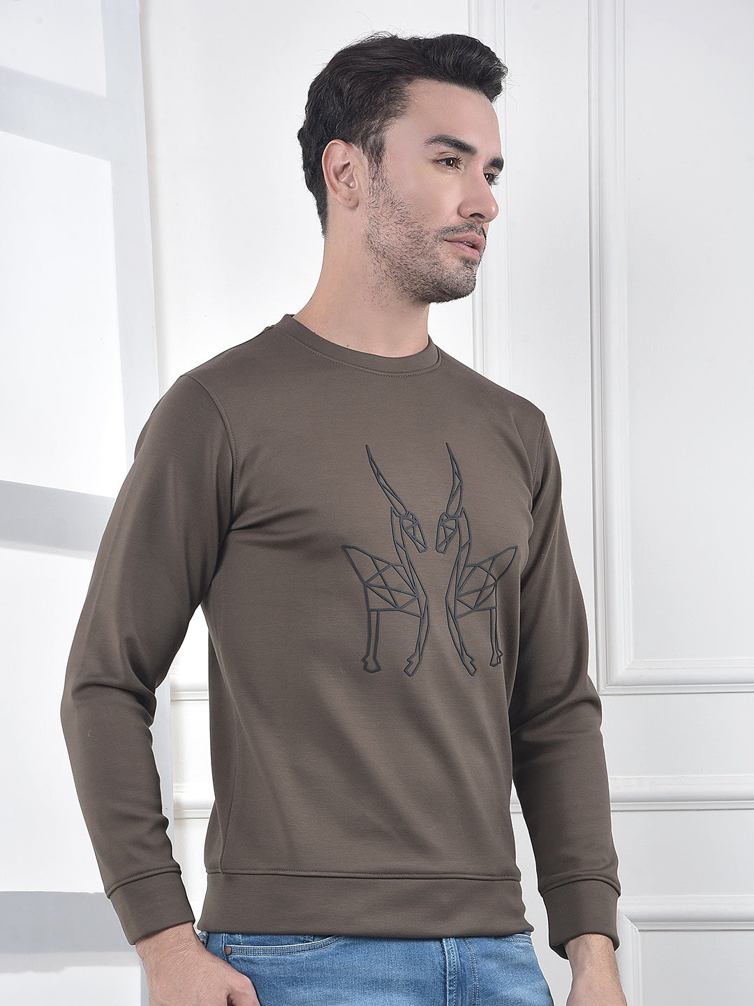 Olive Graphic Print Sweatshirt