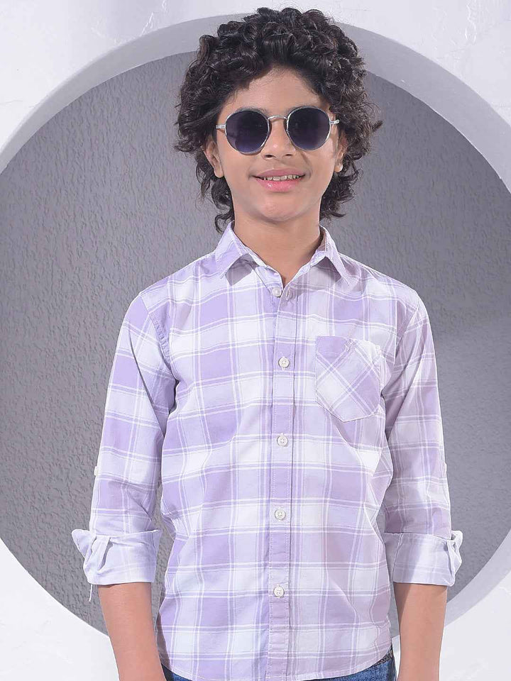 Purple Checked 100% Cotton Shirt