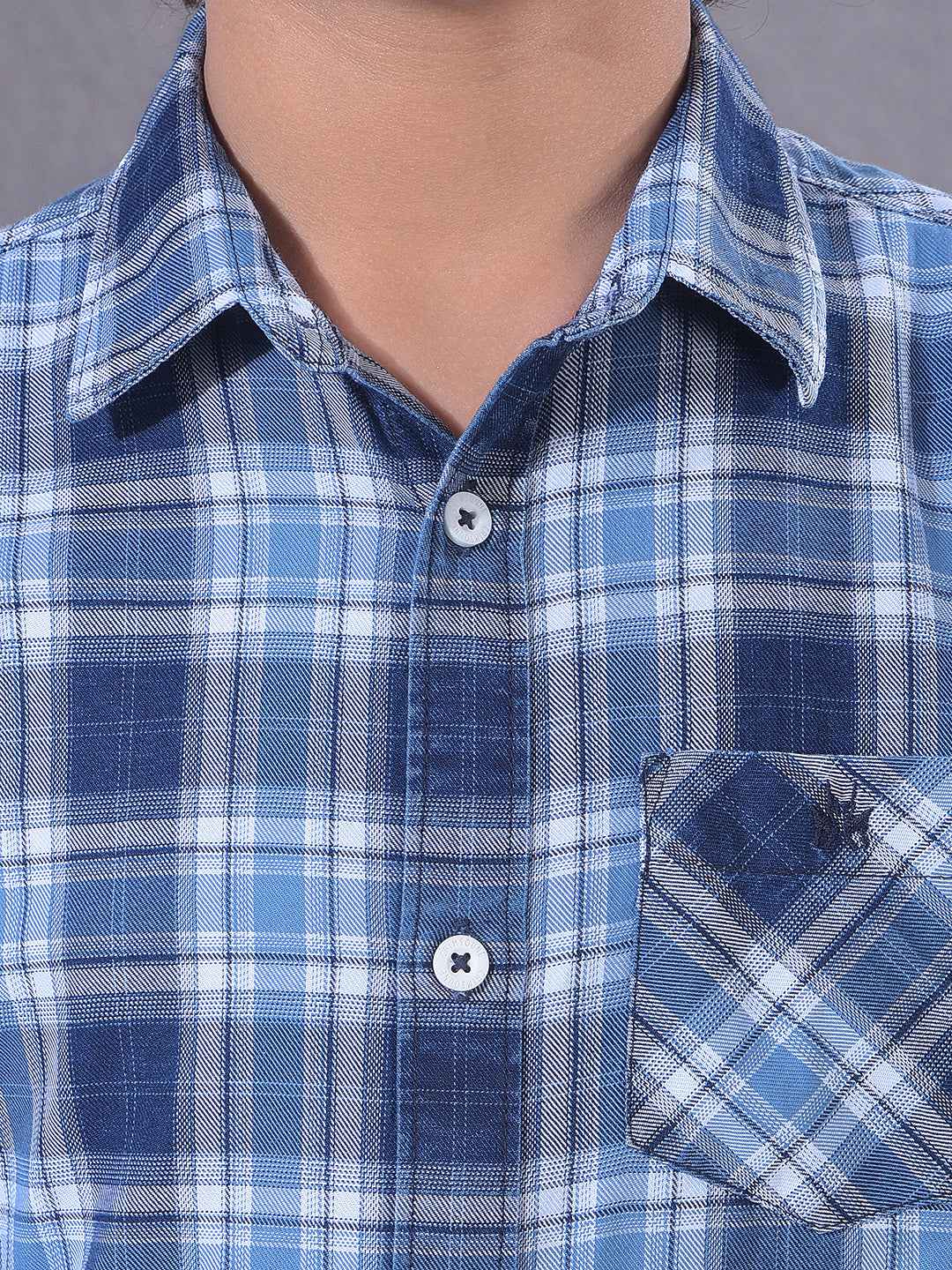 Blue Checked 100% Cotton Shirt
