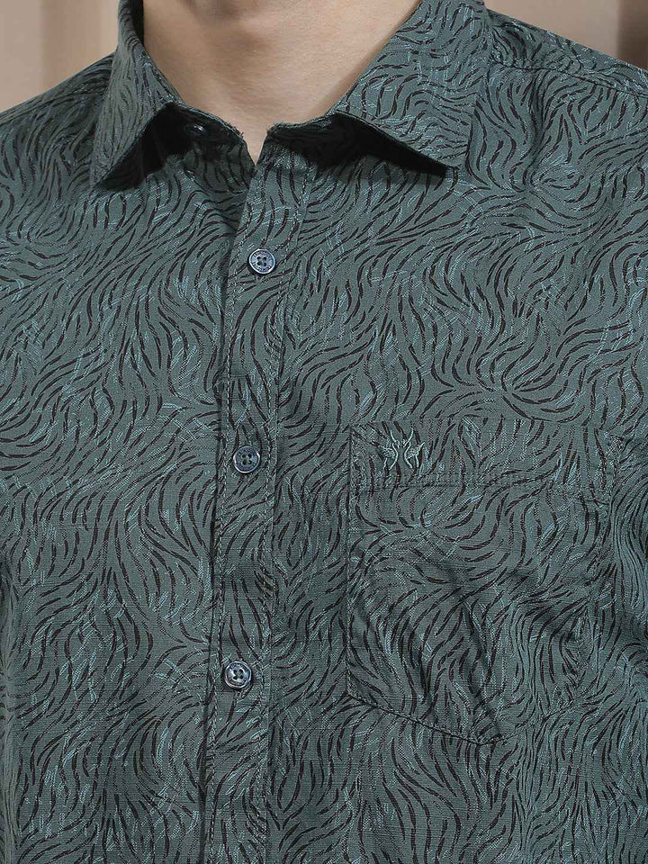 Vivid Green Botanical Printed Shirt