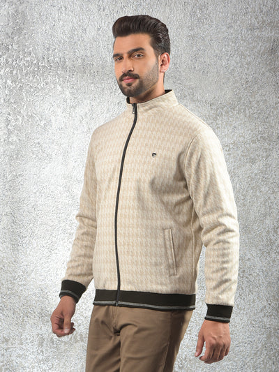 Beige Printed Reversible Jacket