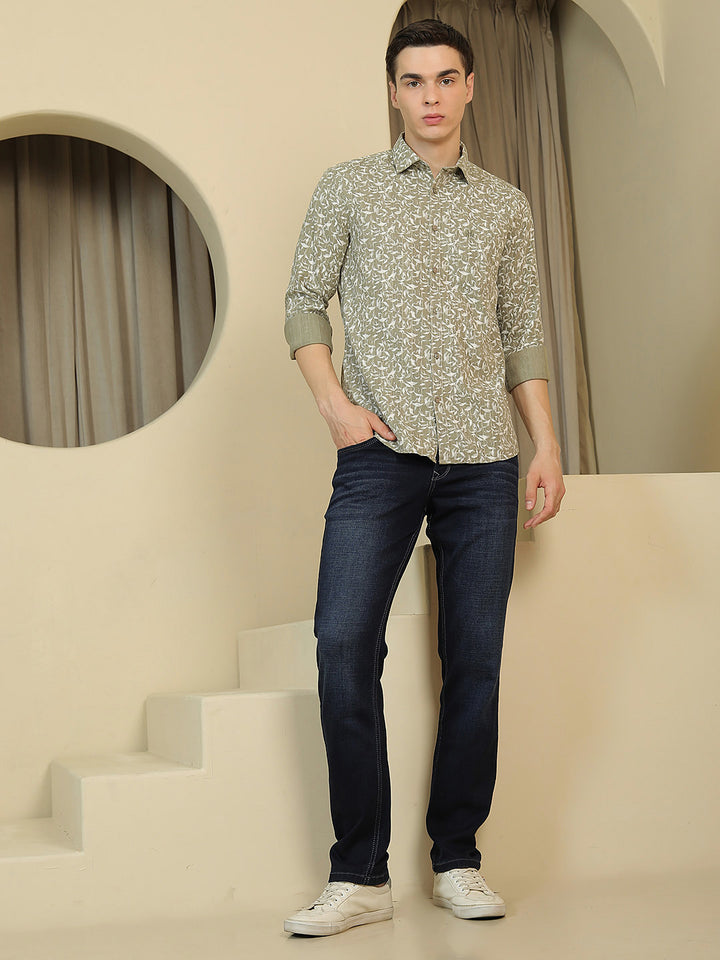 Green Floral Print Shirt