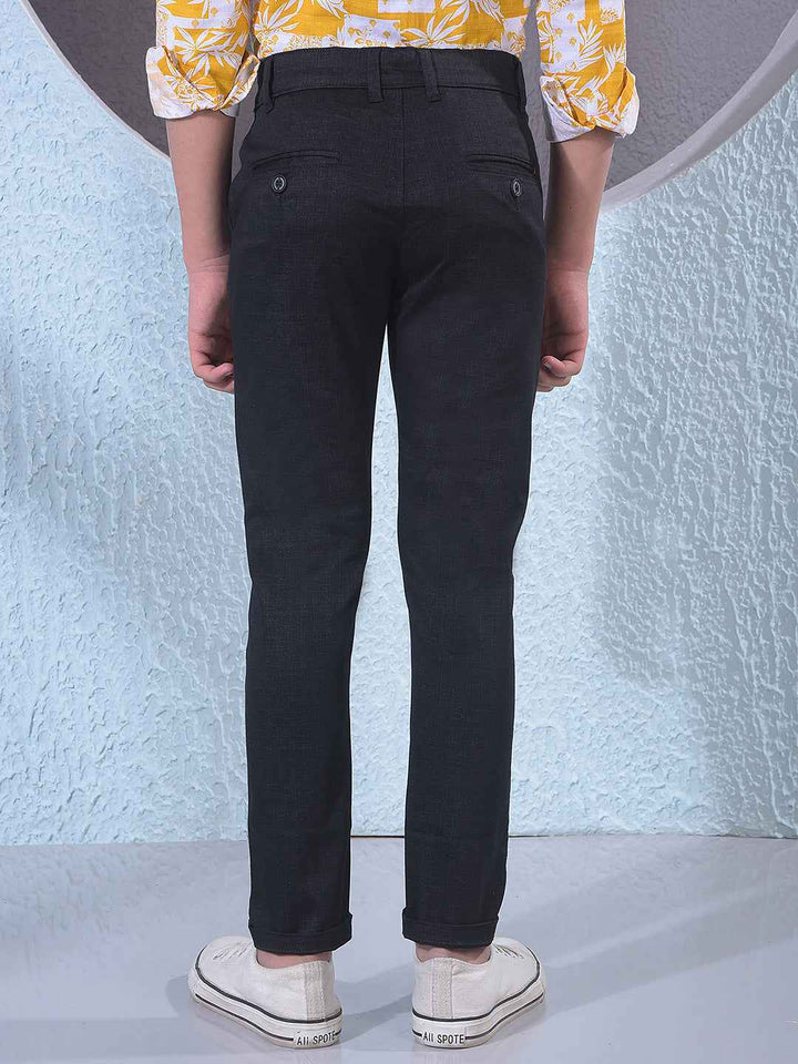 Black Textured Trousers