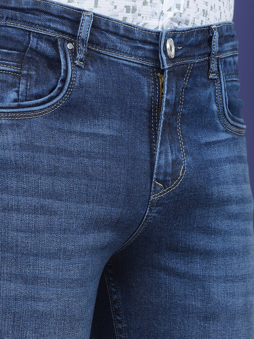 Navy Blue Straight Jeans