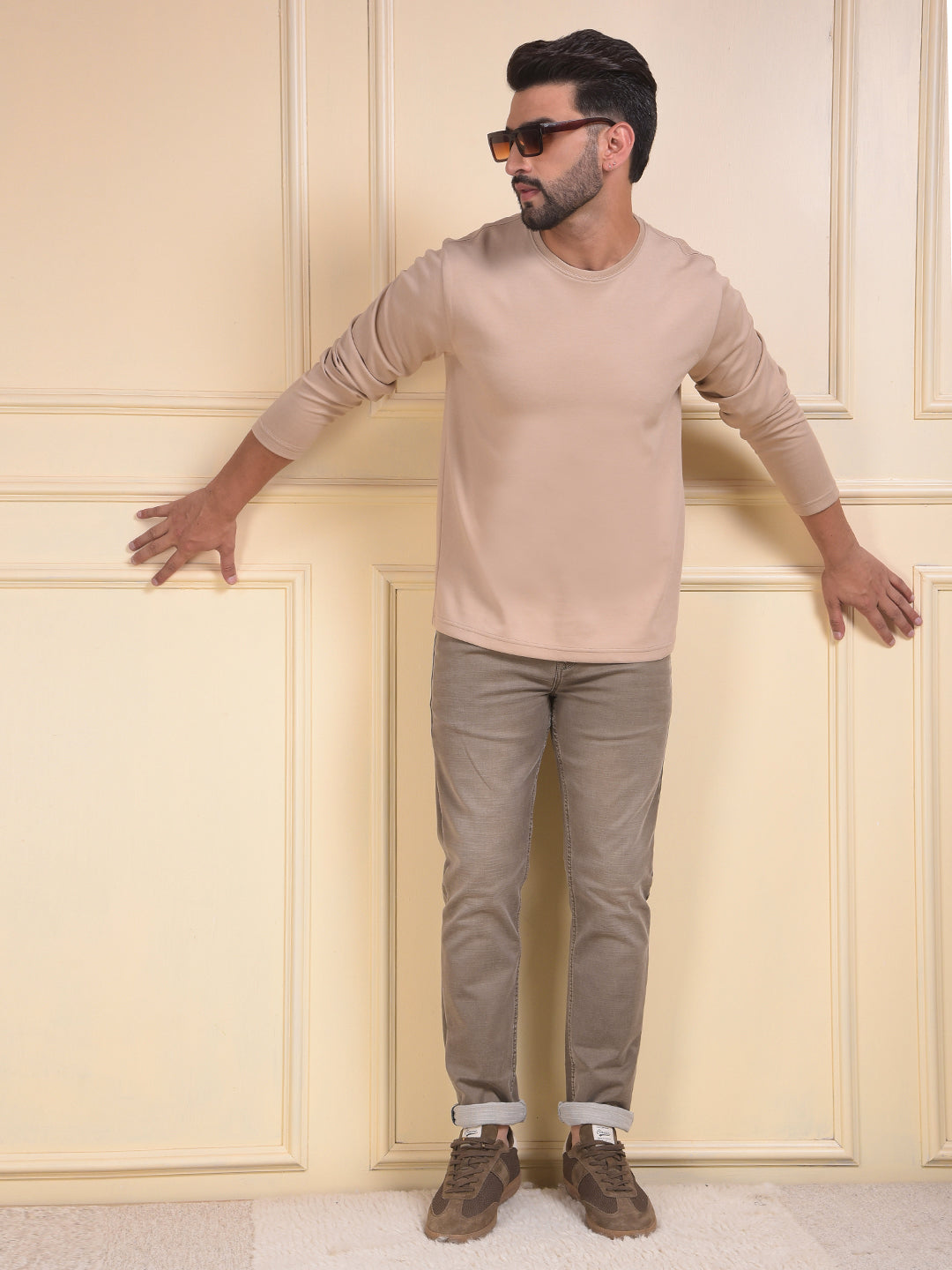 Beige Crew Neck Sweatshirt