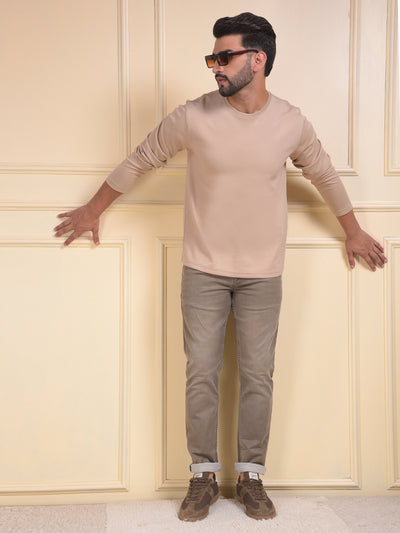 Beige Crew Neck Sweatshirt