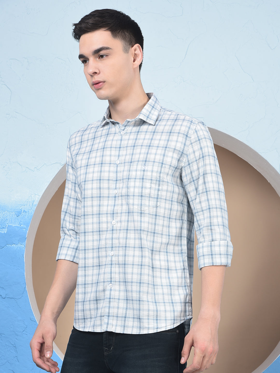 White Checked 100% Cotton Shirt