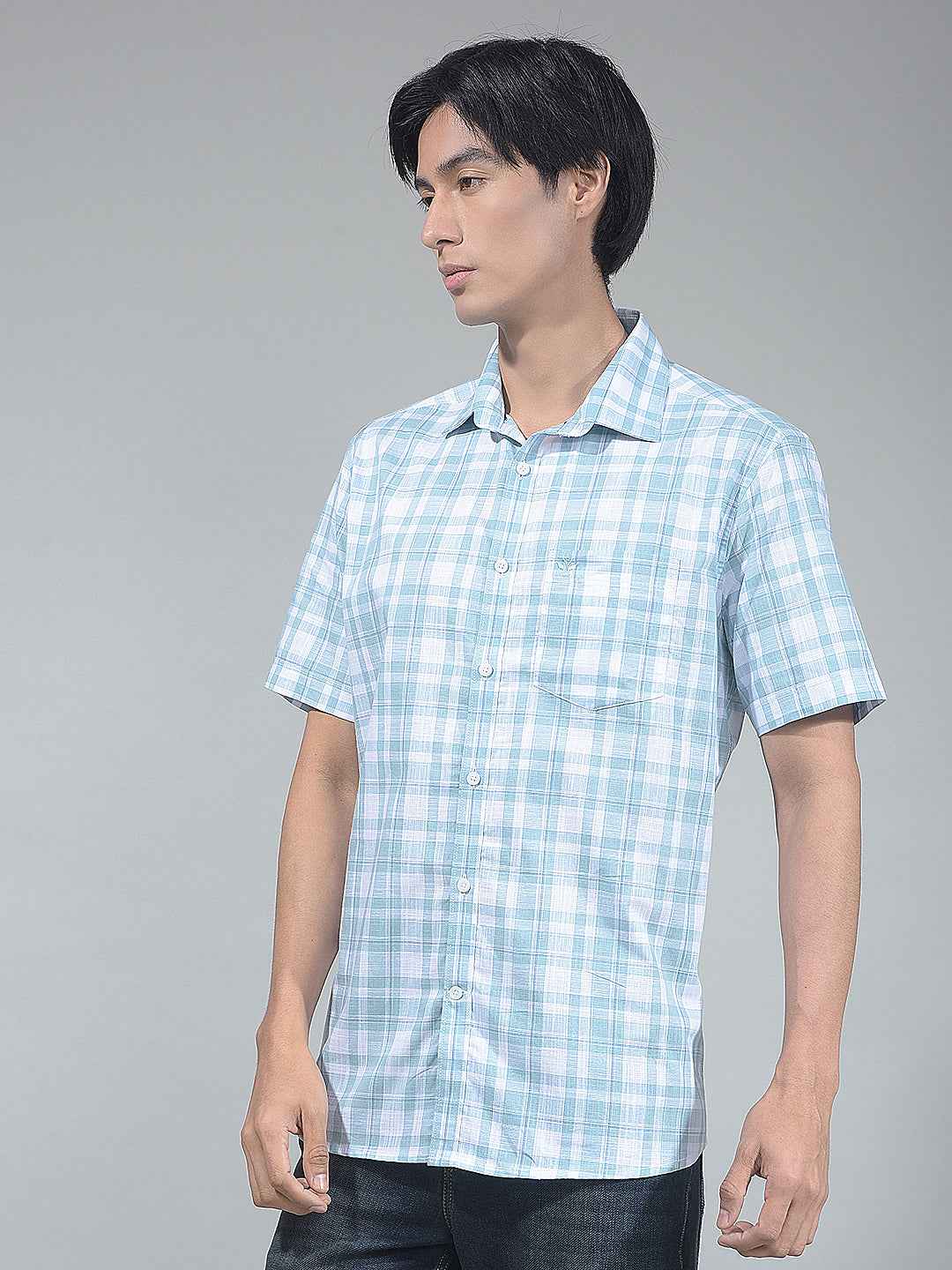 Blue Checked 100% Cotton Shirt
