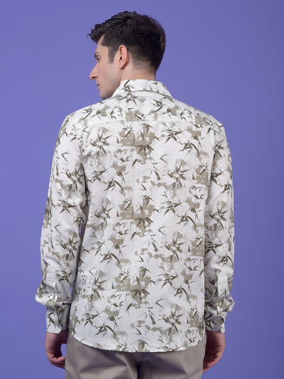 Olive Floral Print Shirt