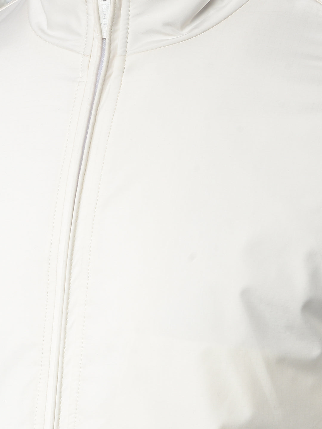 Modern Detailing Cream Puffer Jacket