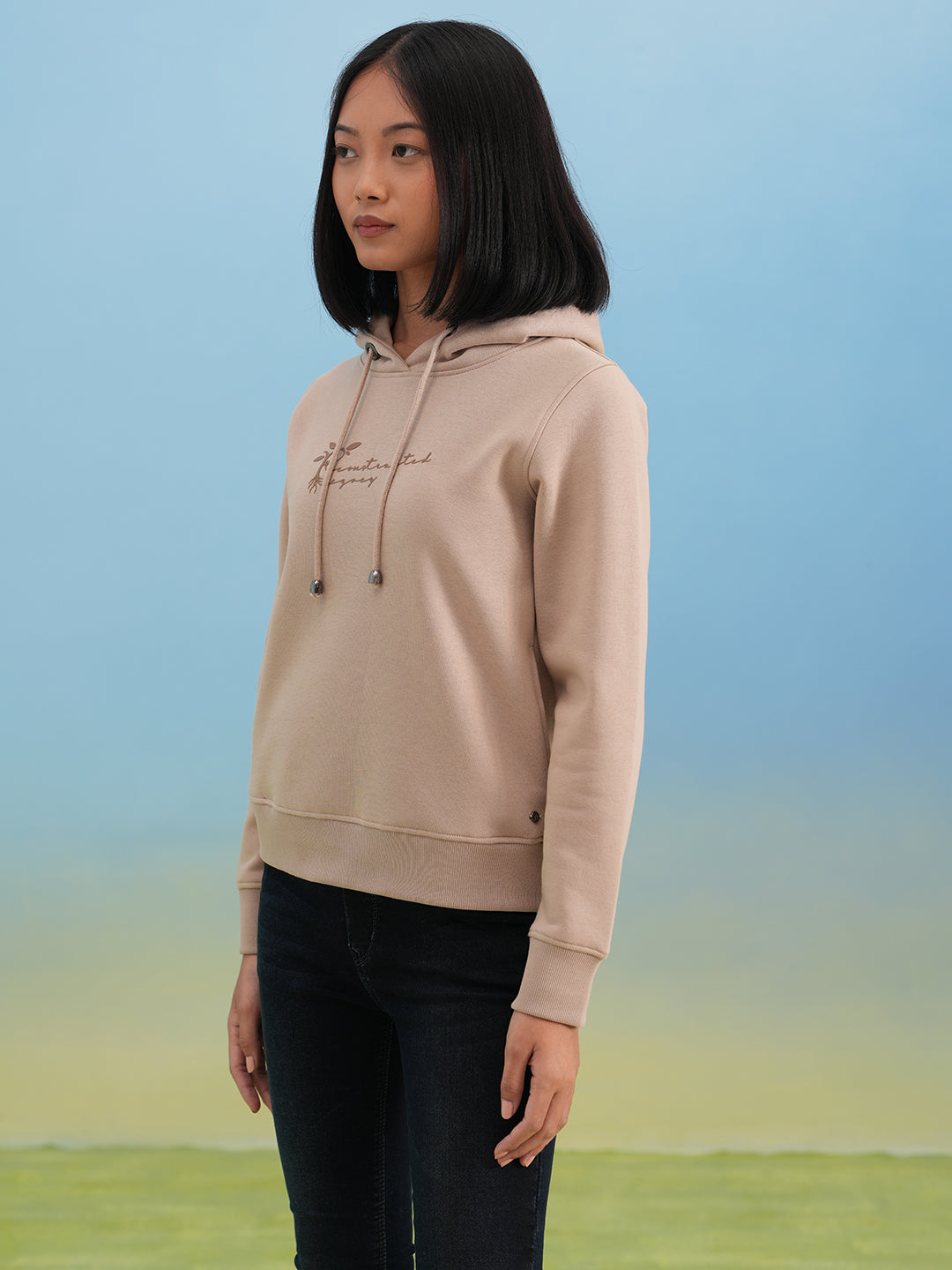 Beige Hooded Neck Sweatshirt