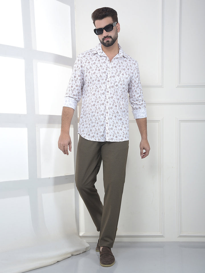 Brown Floral Print Shirt