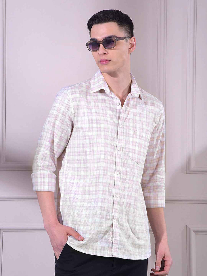 Yellow Checked 100% Cotton Shirt