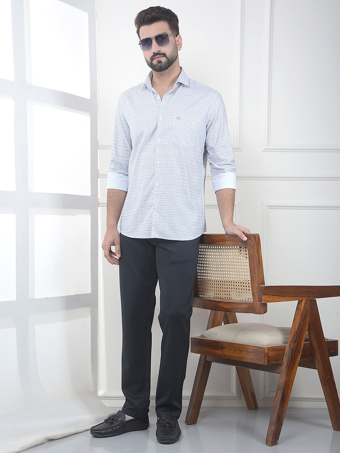 White Printed 100% Cotton Shirt