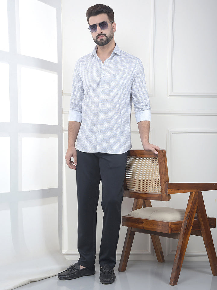 White Printed 100% Cotton Shirt
