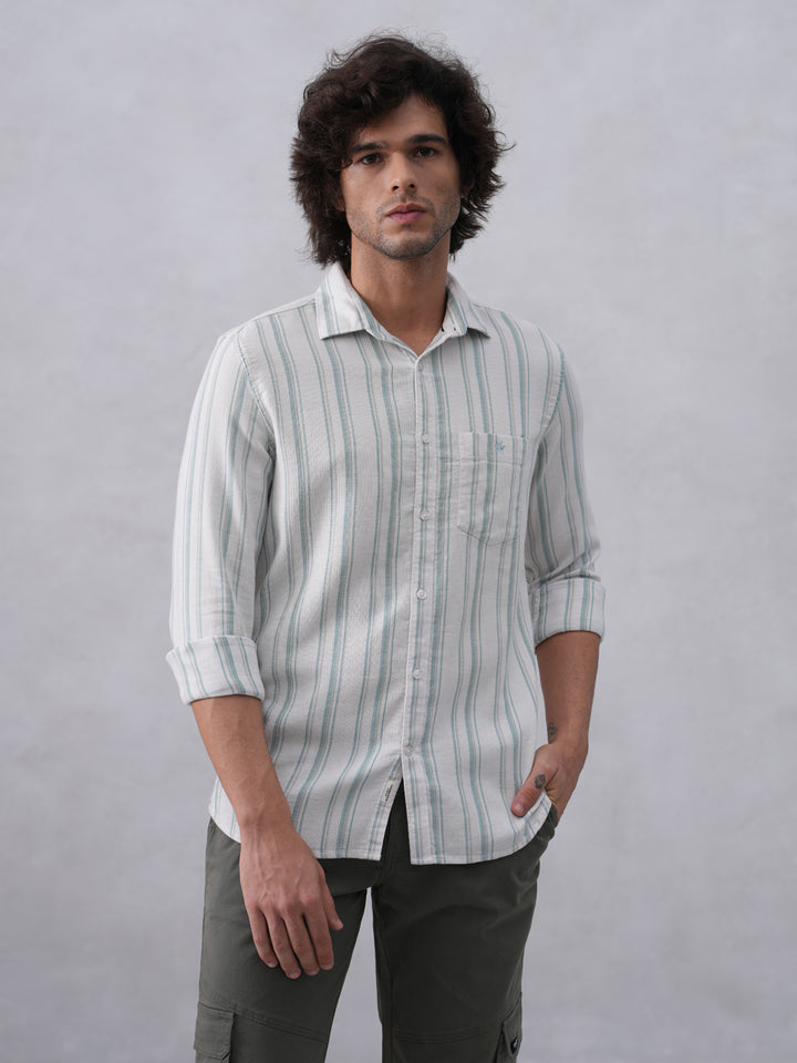White Vertical Stripes 100% Cotton Shirt