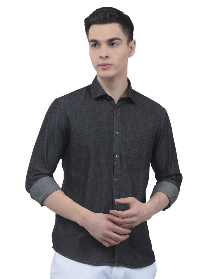 Charcol Grey 100% Cotton Denim Shirt