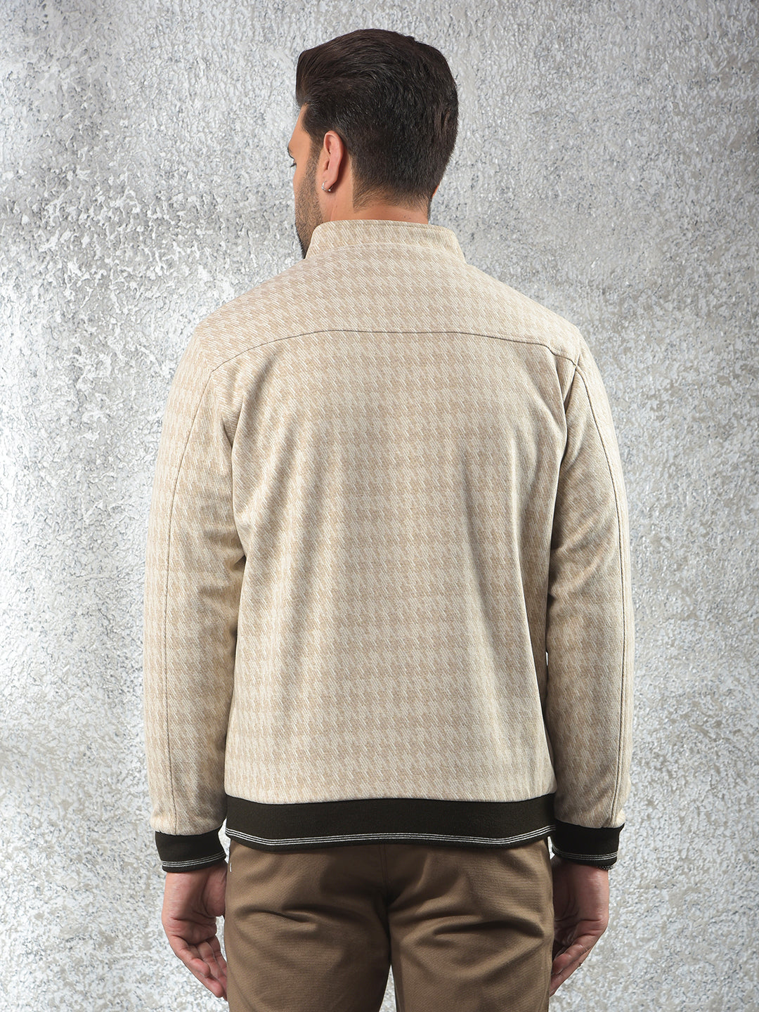 Beige Printed Reversible Jacket