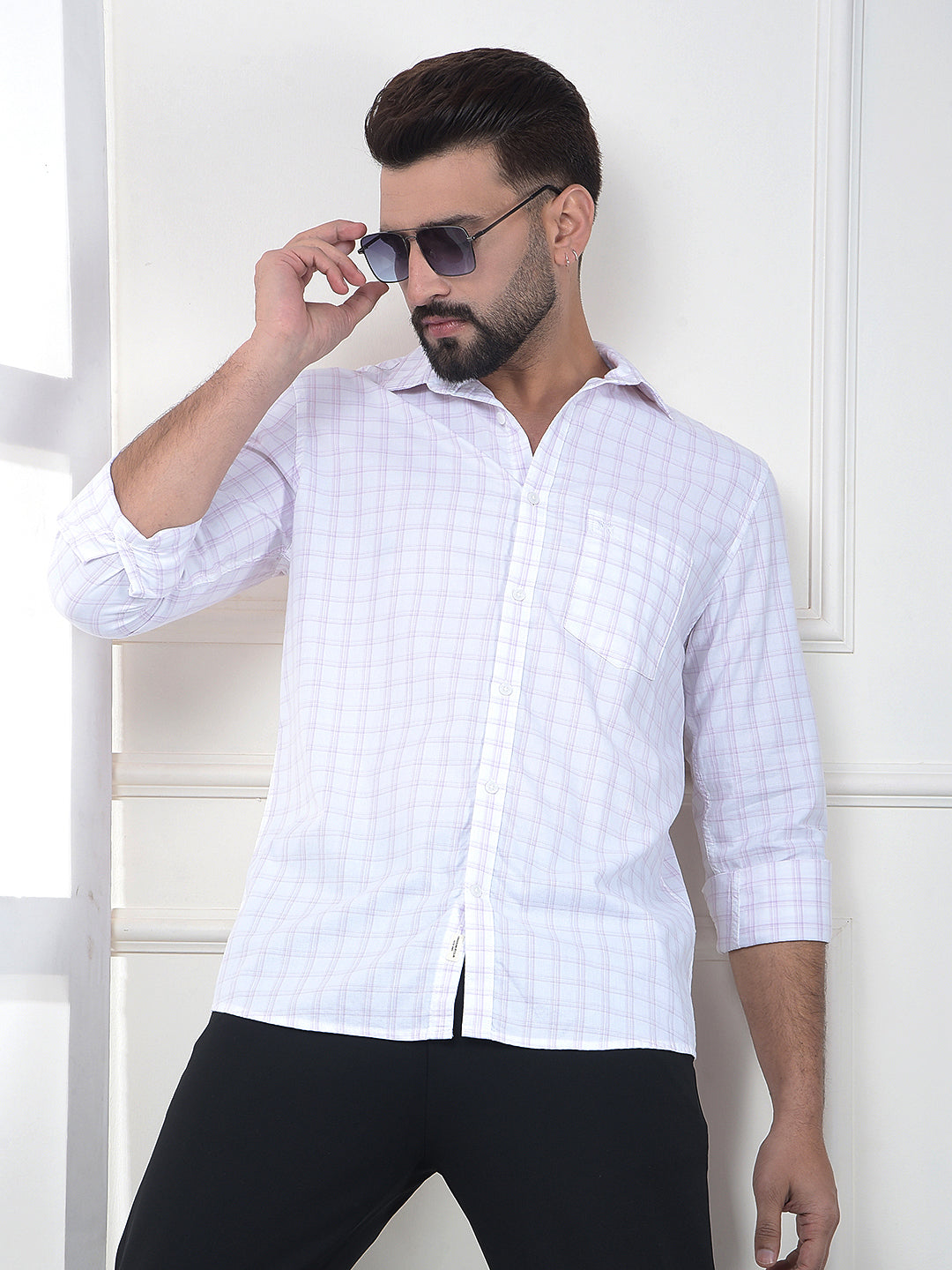 Pink Checked 100% Cotton Shirt