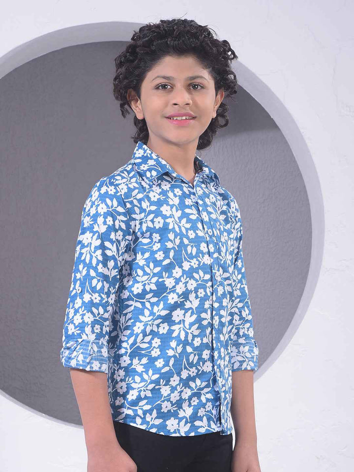 Blue Floral Print Shirt