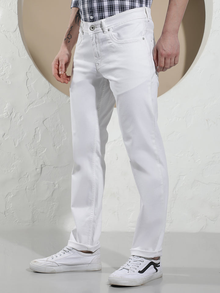 Relaxed Clean White Cotton Jeans