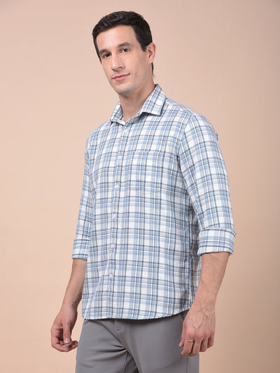 Blue Checked 100% Cotton Shirt