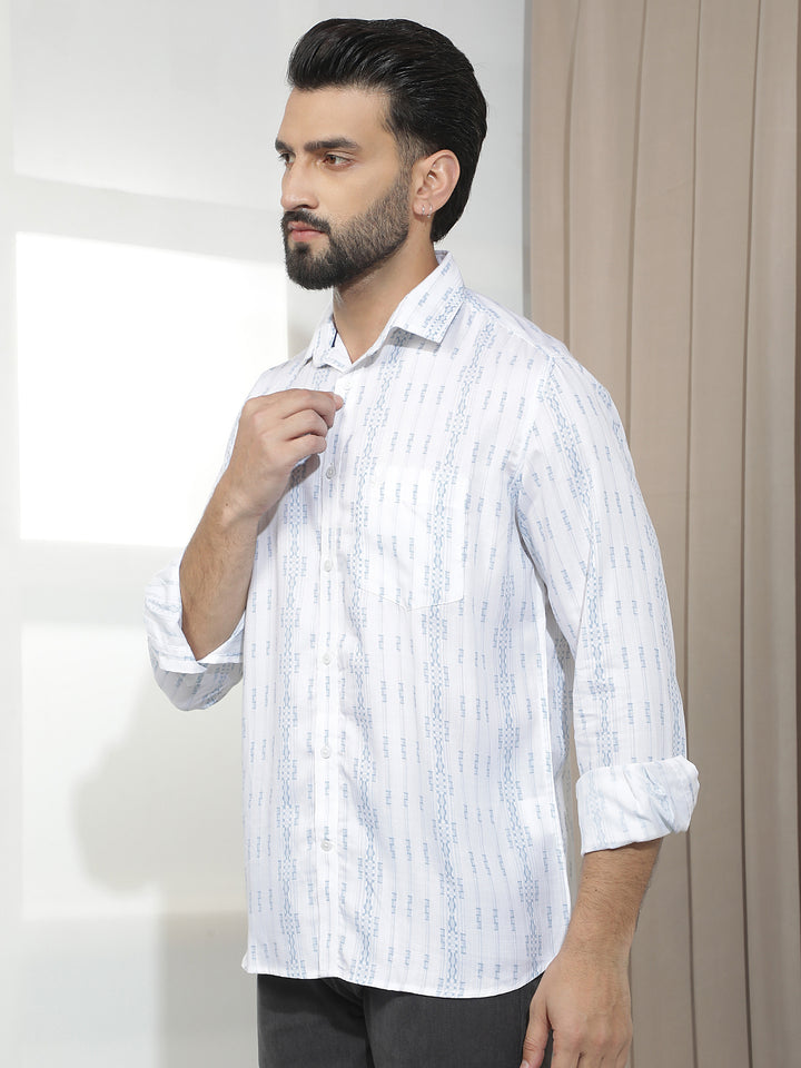 Blue Vertical Stripes Shirt