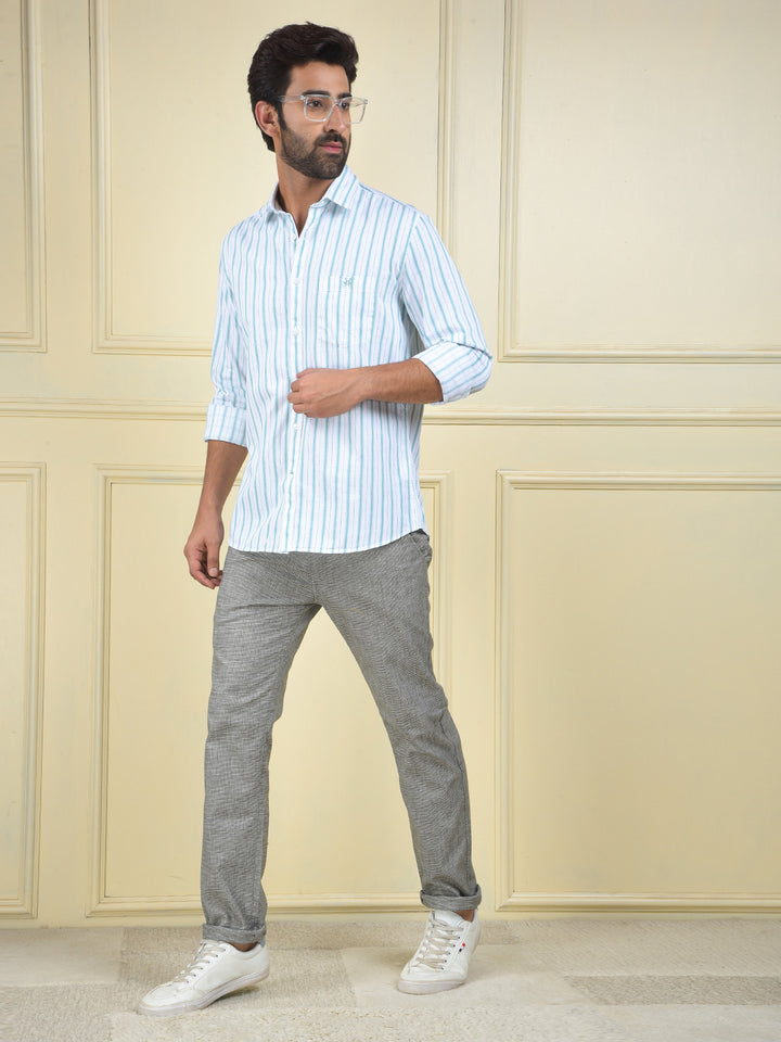 Green Vertical Stripes 100% Cotton Shirt