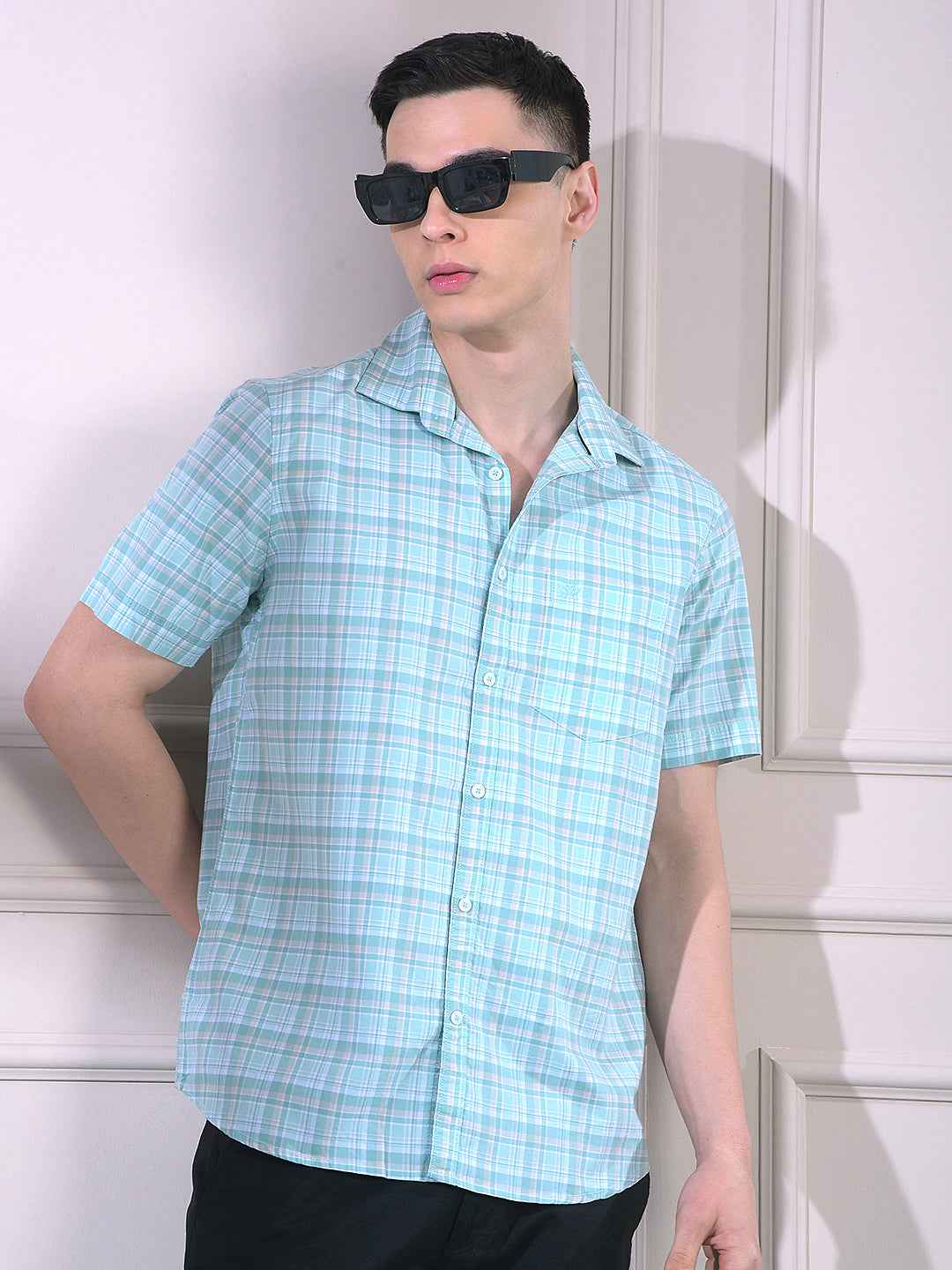 Green 100% Cotton Checked Shirt
