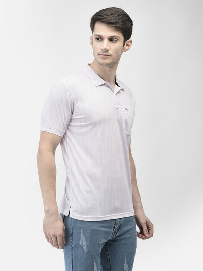 Purple Printed Polo Neck T-Shirt