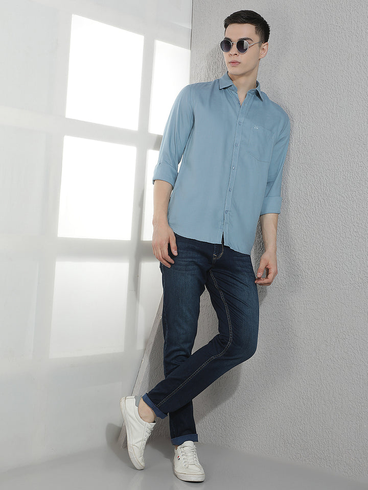 Vibrant Blue Casual Shirt