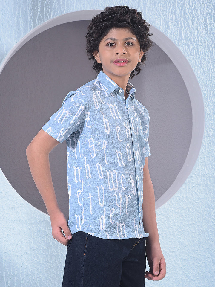 Green Typographic Print Shirt-Boys Shirts-Crimsoune Club
